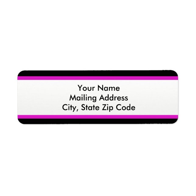 Black, Hot Pink, and White Return Address Label (Front)