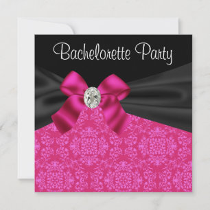 Black Hot Pink Bachelorette Party Invitations