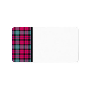 Black Hot Pink Blue Tartan Labels