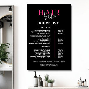 Black Hot Pink Hair Price List Poster
