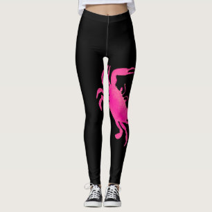 Black Hot Pink Nautical Crab Leggings