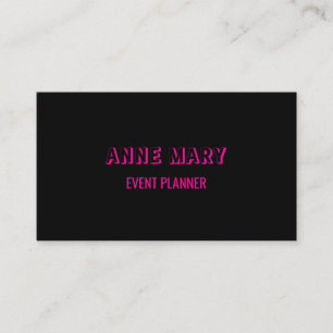Black Hot Pink Retro Modern Professional Stylish Business Card