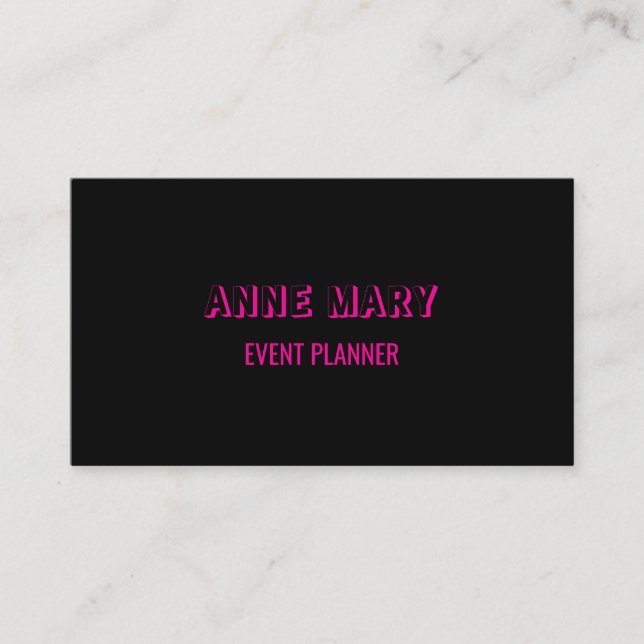 Black Hot Pink Retro Modern Professional Stylish Business Card (Front)