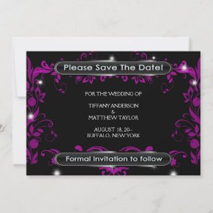 Black Hot Pink Save The Date