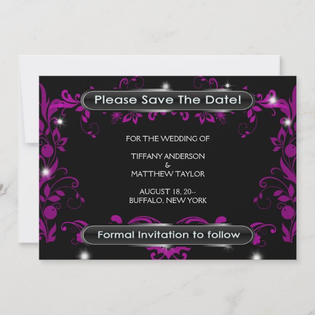 Black Hot Pink Save The Date (Front)