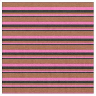 Black, Hot Pink & Sienna Coloured Pattern Fabric