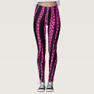 Black Hot Pink Zebra Print Leggings