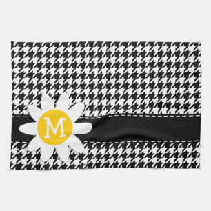 Black Houndstooth; Daisy Tea Towel