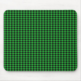 Black Houndstooth on Green Mouse Pad