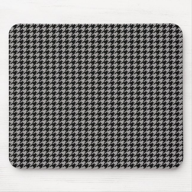Black Houndstooth on Grey Mouse Pad (Front)