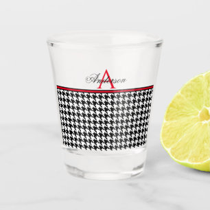 Black Houndstooth Red   Shot Glass