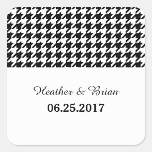 Black Houndstooth Wedding Stickers