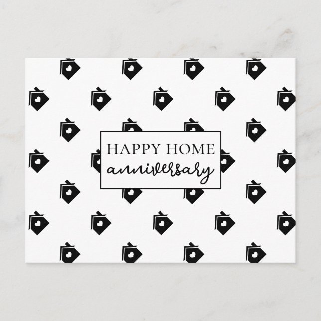 Black House Key Pattern Home Anniversary Postcard (Front)