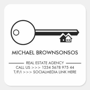 Black House Keys Real Estate Rent Square Sticker