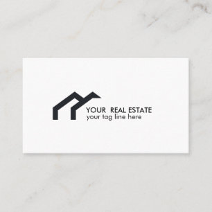 Black house logo real estate agent professional business card