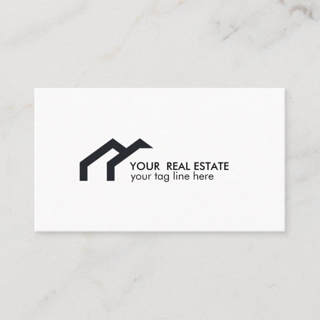 Black house logo real estate agent professional business card (Front)