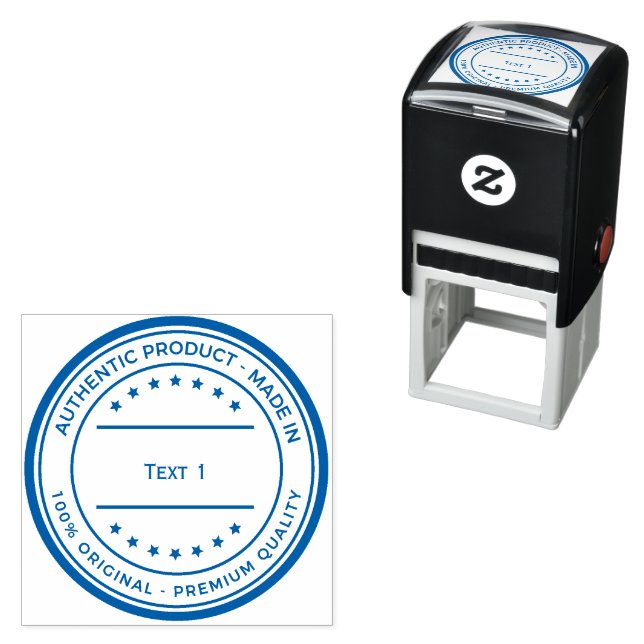 Black Housing Blue Impression Text 1 Printed Sharp Self-inking Stamp (In Situ)