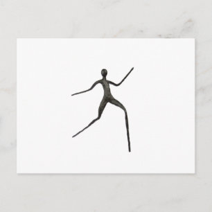 Black human wax model on white background postcard