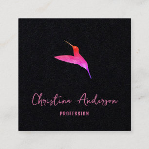 Black Hummingbird Square Business Card