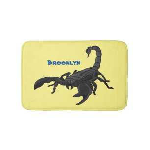 Black hungry scorpion cartoon illustration bath mat