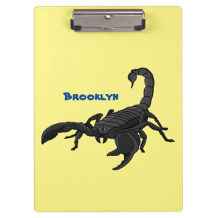 Black hungry scorpion cartoon illustration clipboard