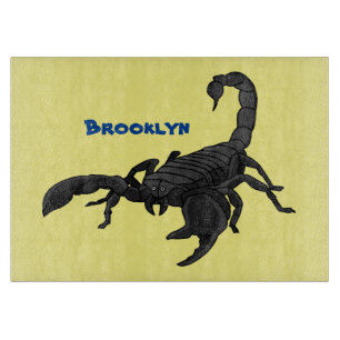 Black hungry scorpion cartoon illustration cutting board