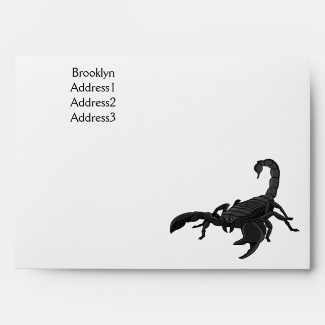 Black hungry scorpion cartoon illustration envelope (Front)