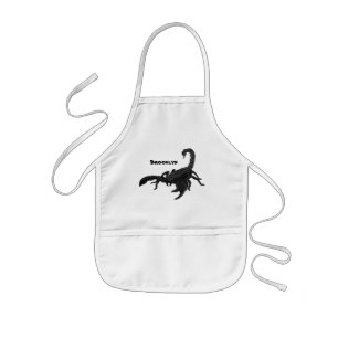 Black hungry scorpion cartoon illustration kids apron