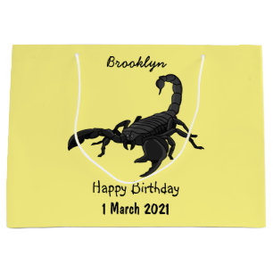 Black hungry scorpion cartoon illustration large gift bag
