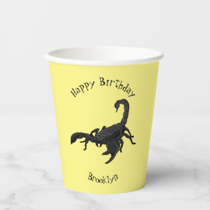 Black hungry scorpion cartoon illustration paper cups