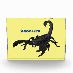 Black hungry scorpion cartoon illustration  photo block