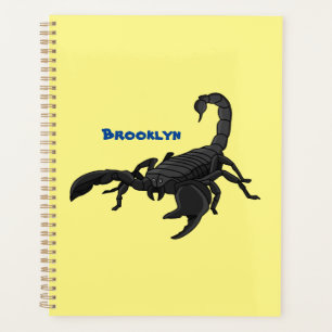 Black hungry scorpion cartoon illustration  planner