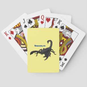 Black hungry scorpion cartoon illustration playing cards