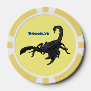 Black hungry scorpion cartoon illustration poker chips