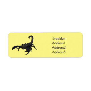 Black hungry scorpion cartoon illustration return address label