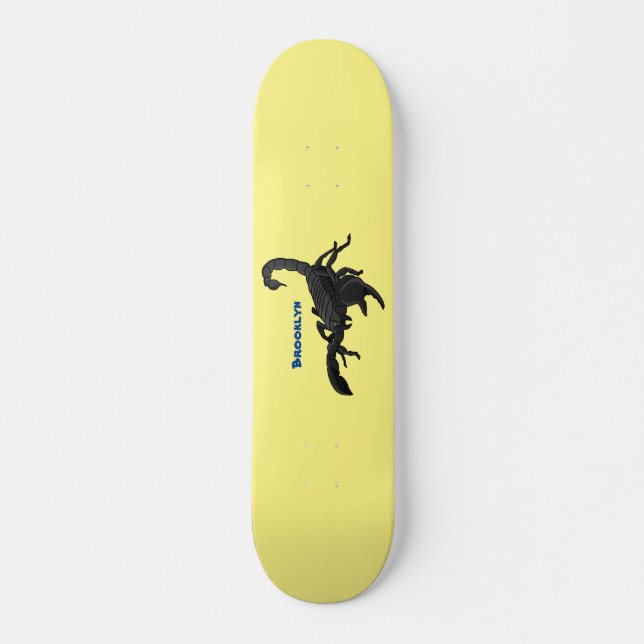 Black hungry scorpion cartoon illustration  skateboard (Front)