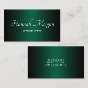 Black Hunter Green Ombre Elegant Script Business Card