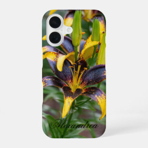 Black Hybrid Lily – Striking Flower Photography iPhone 16 Case
