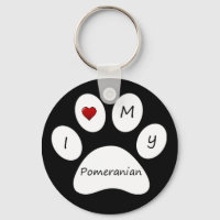 Black I Love My Pomeranian Key Chain