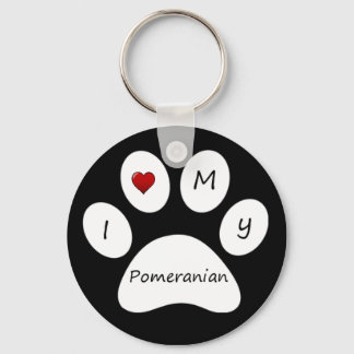 Black I Love My Pomeranian Key Chain