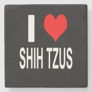 BLACK I Love Shih tzus Coaster, Shihtzu Stone Coaster