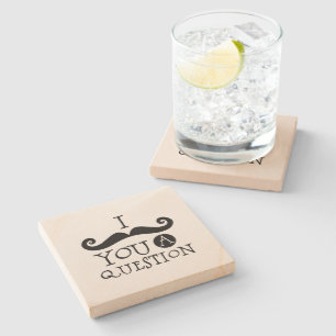 Black I moustache you a question Stone Coaster