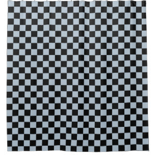 Black ice chequered pattern shower curtain
