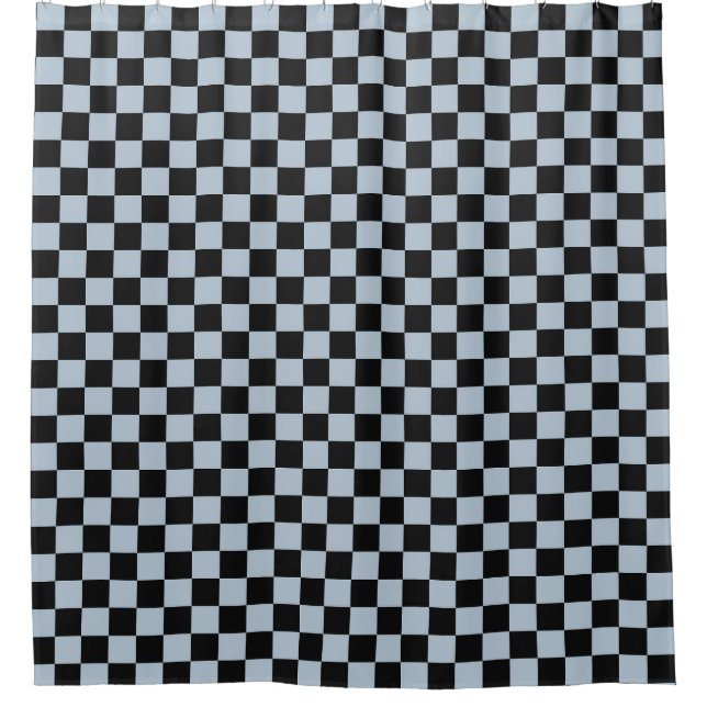 Black ice chequered pattern shower curtain (Front)