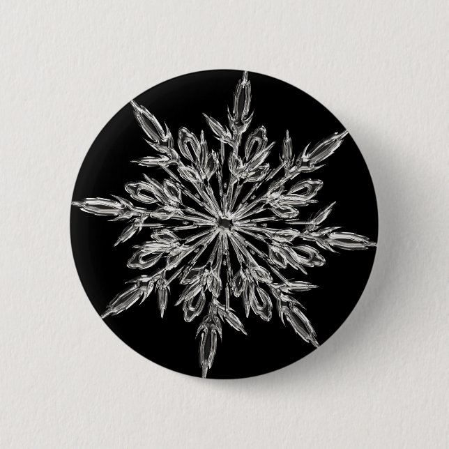 Black Ice Crystal 6 Cm Round Badge (Front)