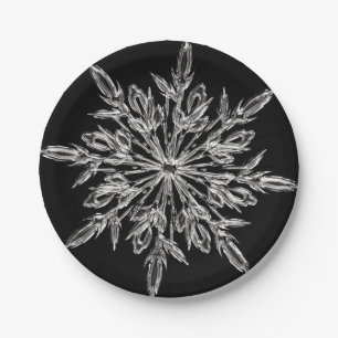 Black Ice Crystal Paper Plate
