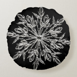 Black Ice Crystal Round Cushion