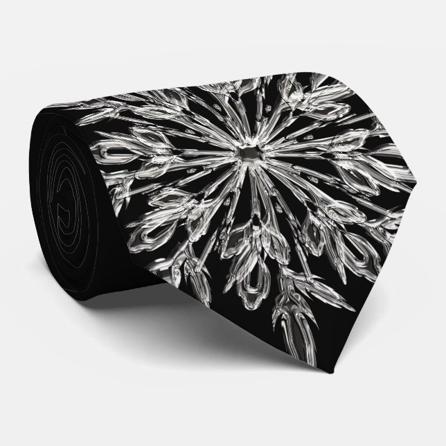 Black Ice Crystal Tie (Rolled)