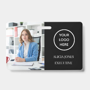 Black ID Card Company Employee Badge Modern