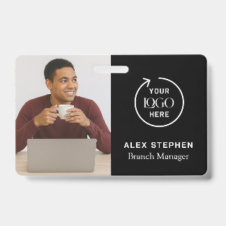 Black ID Card | Modern Minimalist Company Employee Badge